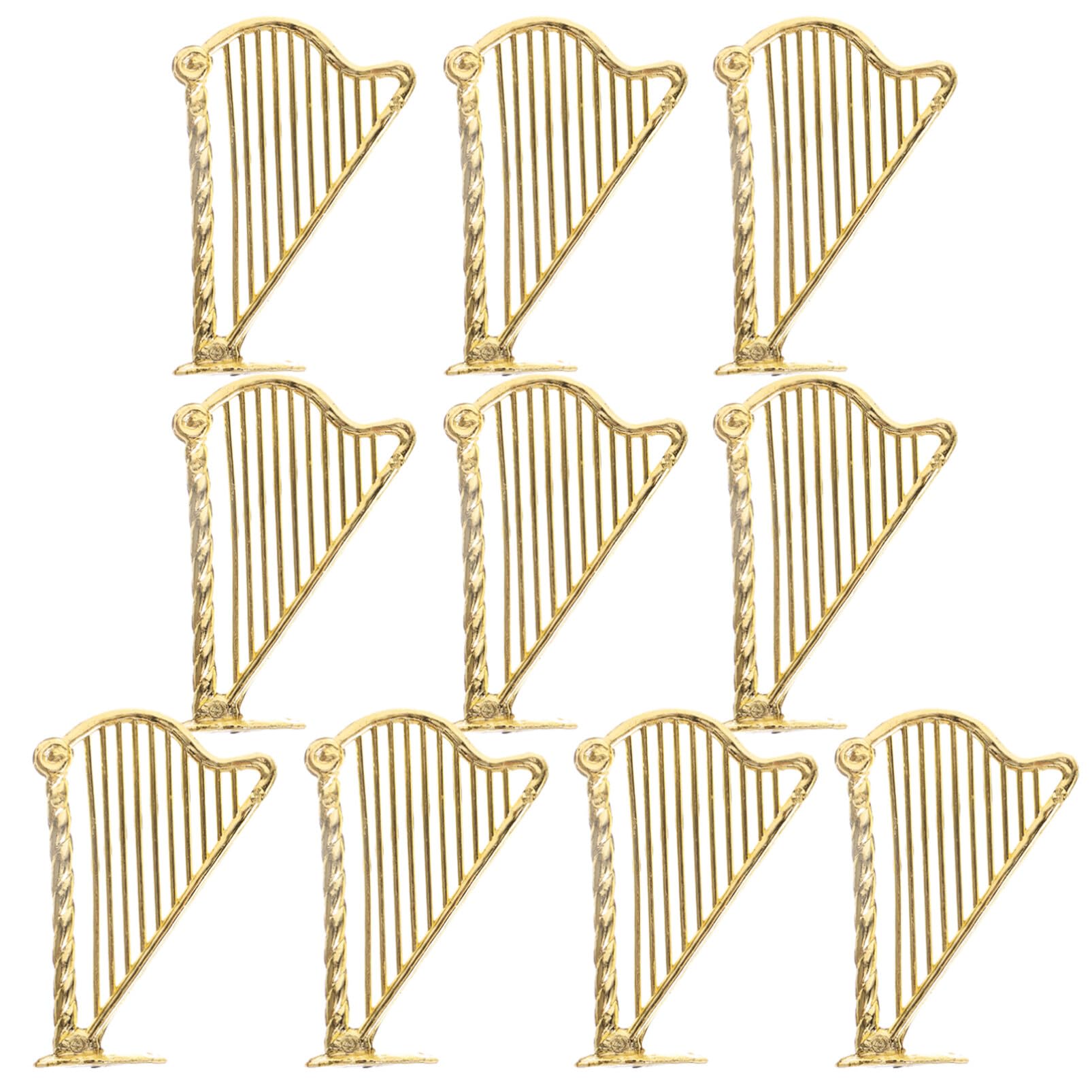 SWOOMEY 10pcs Golden Harp Musical Instrument Miniature Crafts Christmas Tree Ornaments
