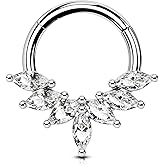 OUFER 16G Septum Rings Hoops, 316L Stainless Steel Septum Piercing Jewelry, Paved Shiny Clear CZ Cartilage Earrings, Helix Conch Daith Piercing Jewelry for Women and Men
