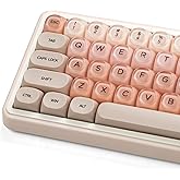 PBT Keycaps, Jelly Pink Keycap Foundation MOA Profile, 132 Keys Cute Custom Keycaps for Cherry Gateron MX Swithes Mechanical Keyboards