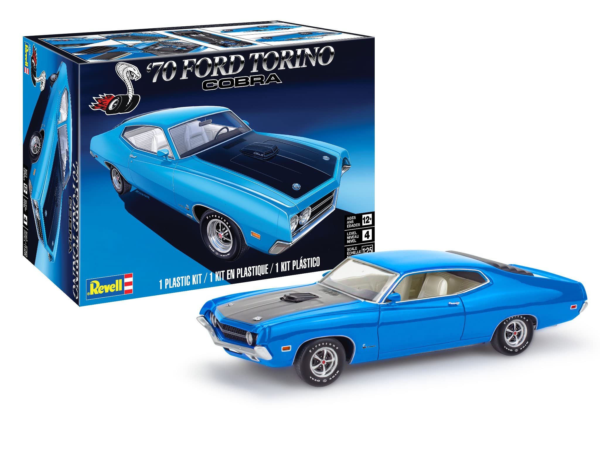 Photo 1 of Revell 14534 1970 Ford Torino Cobra 1:25 Scale 128-Piece Skill Level 4 Model Car Building Kit
