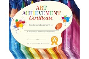 Resurhang 60 Pcs Art Achievement Certificate Art Award Certificate Art End of The Year Rewards Quarterly Awards Certificates of Achievement and Recognition for Kids Students Teachers 8.5" x 11"