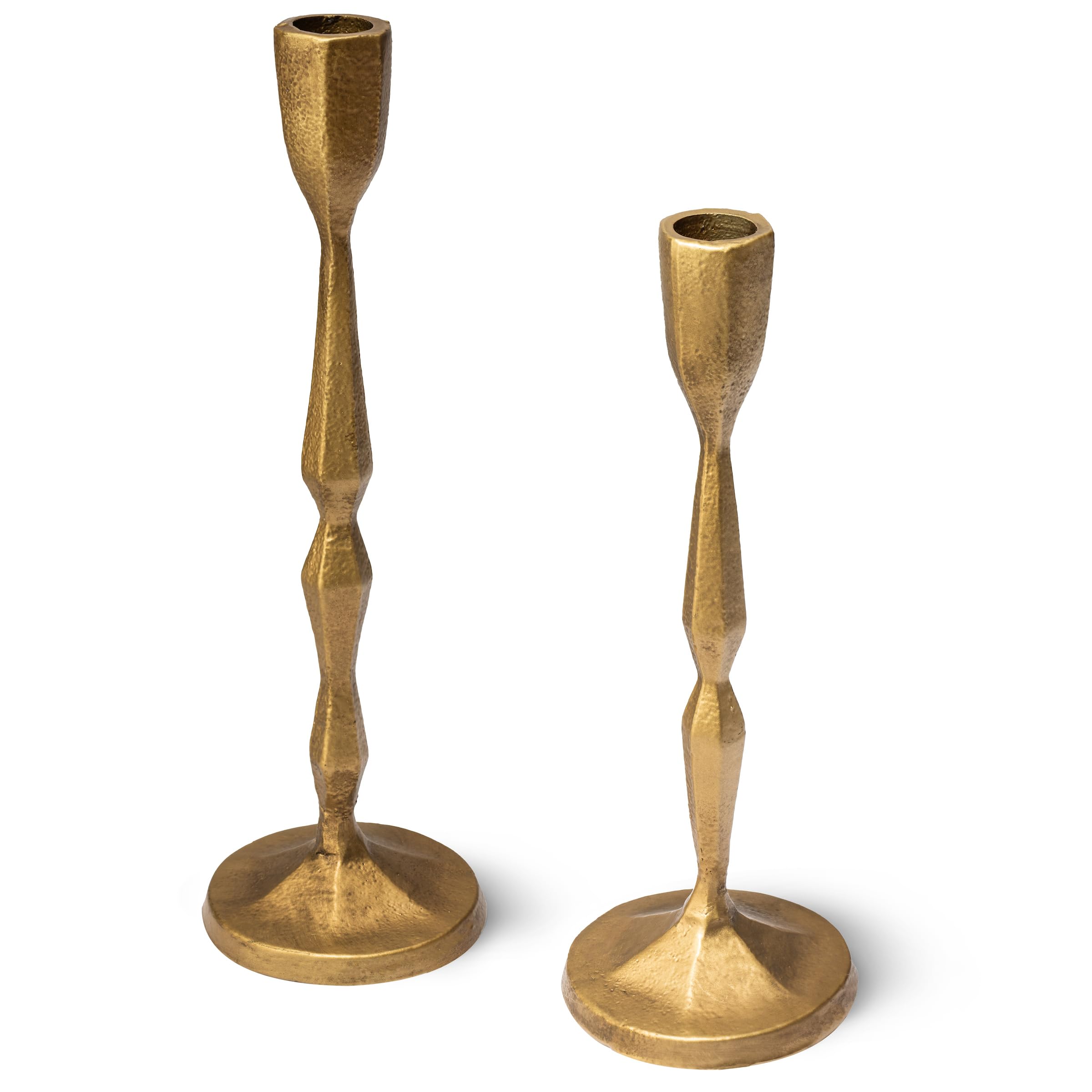 Photo 1 of Set of 2 Brass Candlestick Holders - Brass Candle Holder - Modern Gold Taper Candle Holders - Elegant Candle Sticks Holder Decor - Gold Candlestick Holder