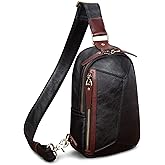 Genuine Leather Sling Bag for Men and Women Crossbody Shoulder Bag Sling Backpack Chest Purse Carry on Daypack