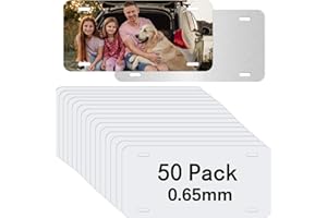 ORJ 50 Pack Sublimation License Plate Blanks 6"X12" x 0.65mm,White Metal Aluminum Automotive Front License Plate Tag
