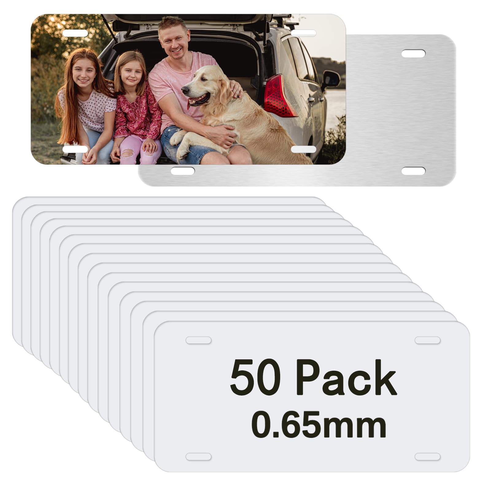 Photo 1 of 50 PCS Sublimation License Plate Blanks 6"X12" x 0.65mm,White Metal Aluminum Automotive Front License Plate Tag