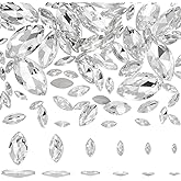 FINGERINSPIRE 94 Pcs Pointed Back Rhinestone(NOT Flat Back) 6 Sizes Glass Rhinestones Gems Clear Horse Eye Jewels Embelishments with Silver Plated Back Crystals Stones for Jewelry Making Craft