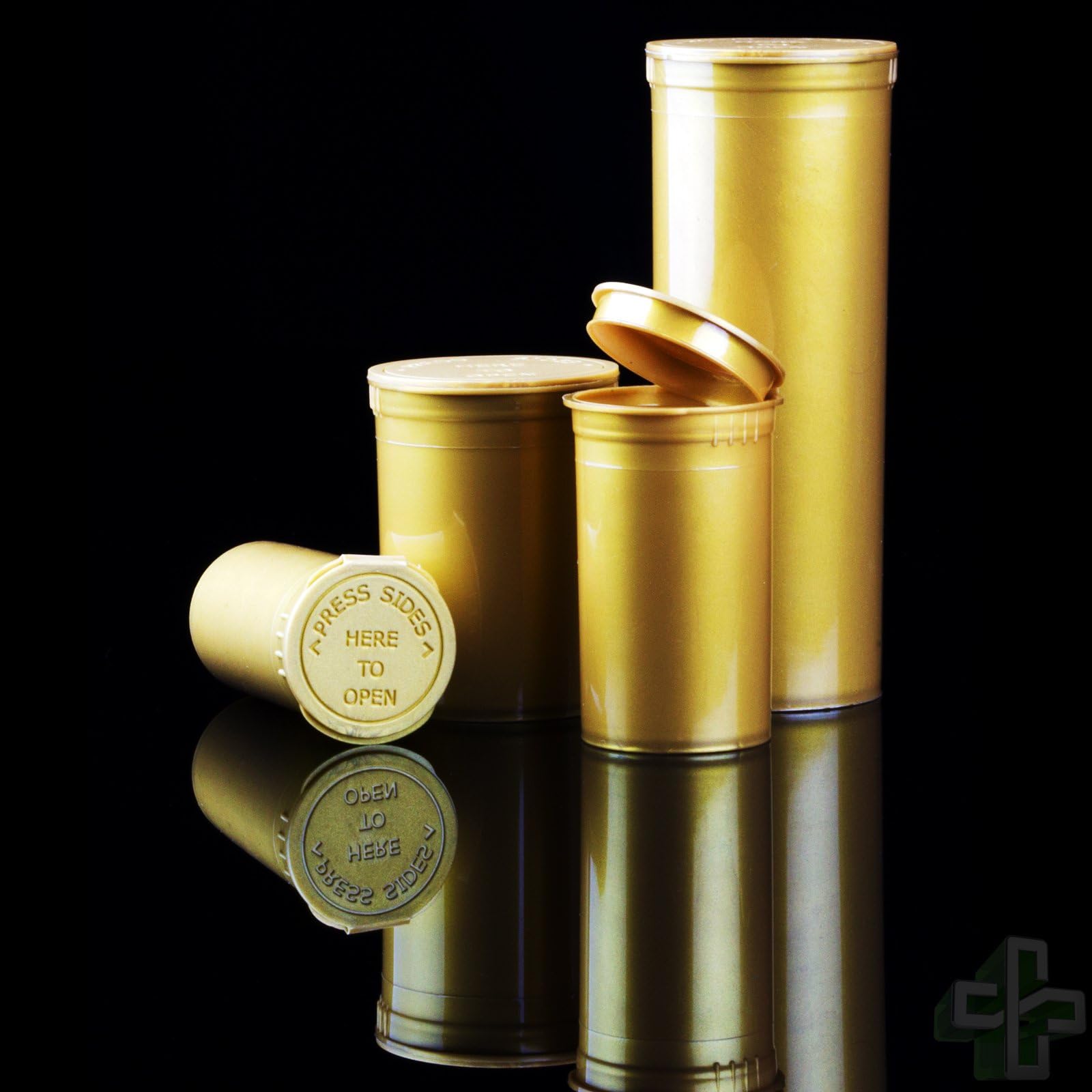 Case of 75 Bottles - Metallic Gold 60 Dram Pop Top Bottles