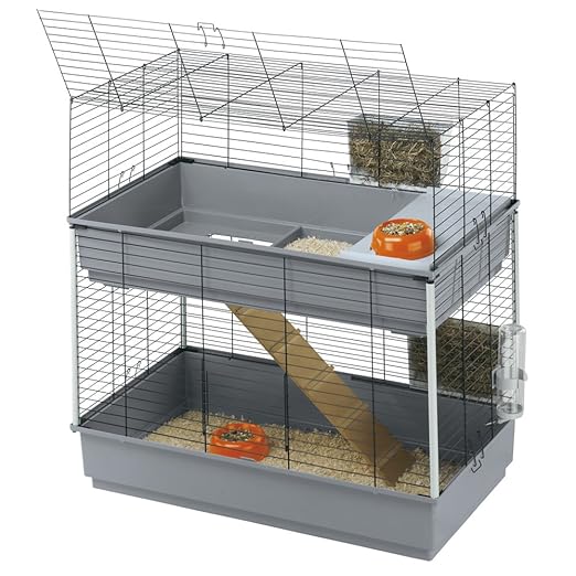 Ferplast 57046817 Nagerheim RABBIT 100 double, Komplettausstattung, Maße: 99 x 51,5 x 92 cm, schwarz