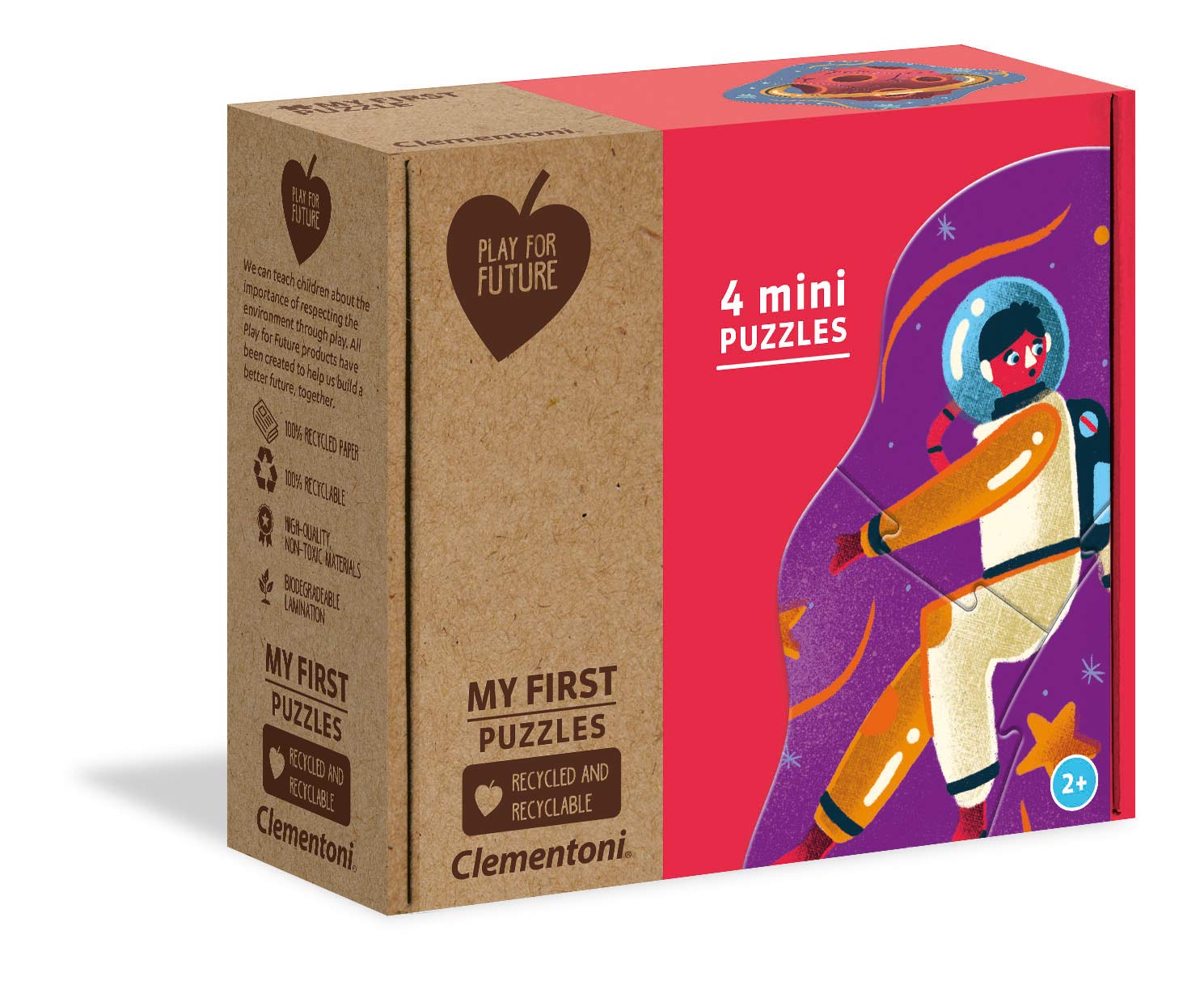 Clementoni - 20822 - My First Puzzle Play For Future - Over The Moon - 3+6+9+12 pieces - Made in Italy - 100% recycled materials, jigsaw puzzle for kids