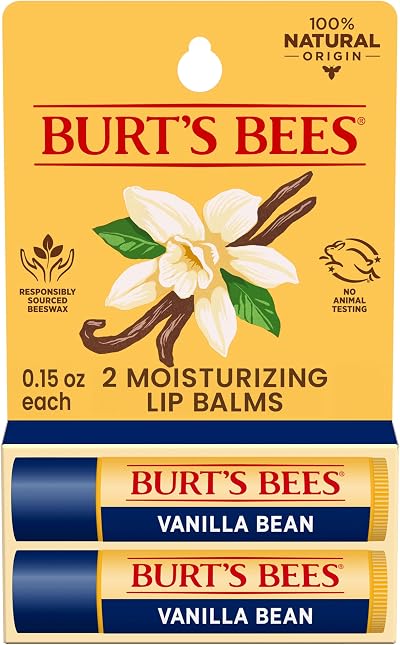 Burt's Bees Vanilla Bean Moisturizing Lip Balm 2 x 0.15 oz Natural Shea Butter