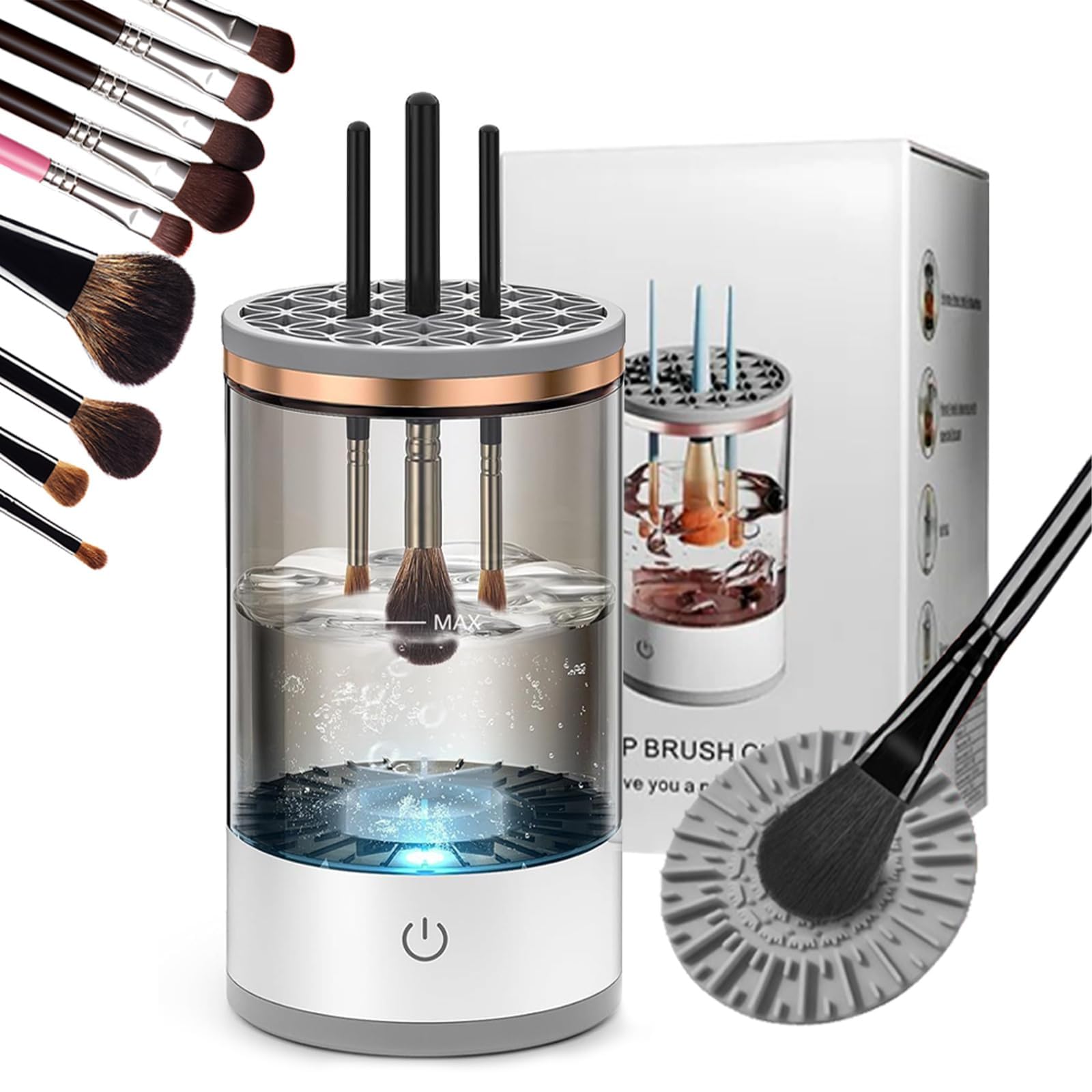 Photo 1 of Makeup Brush Cleaner Machine, Upgraded Portable Electric Makeup Brush Cleaner Machine, Automatic Cosmetic Brush Cleaner for Quick & Efficient Cleaning, Suitable for All Brush Sizes(Midnight)