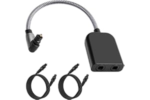 90 Degree Digital Optical Adapter Splitter 1 in 2 Out, Right Angle Toslink Digital Audio Fiber Optic Cable Splitter 1x2 for S