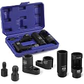 WORKPRO 6PCS O2 Oxygen Sensor Socket, 3/8" 1/2" Drive | 1-1/16" 7/8" 27mm 22mm O2 Sensor Socket Removal Tool and Thread Chaser Set, for Oil Pressure Vacuum Thermal Oxygen Sensors