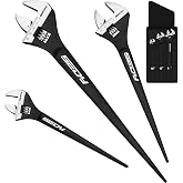3-Piece Adjustable Spud Wrench Set, 10-inch, 12-inch, 16-inch, SAE and Metric Scale Marked, CR-V Steel with Black Oxide Finish