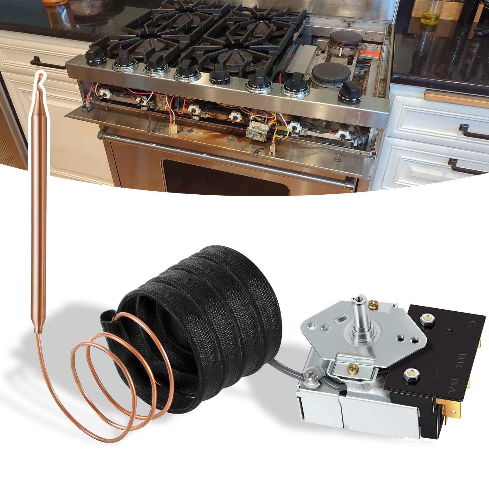 Photo 1 of PB010036 Bake/Broil Oven Thermostat, Replace for Viking Thermostat Fryer Bake Broil Part KKB-9-48, 22A 120-250 VAC Max Temp 606°F for Viking, Awoco and Other Gas Range Stoves