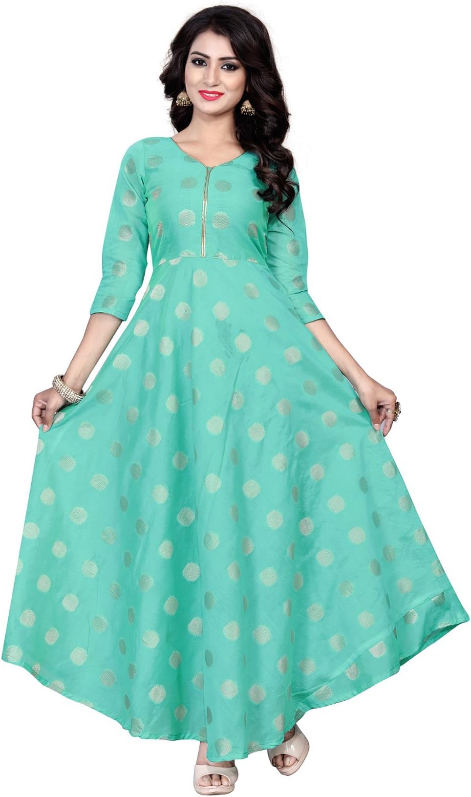 Rangrasiya Corporation Women's Chanderi Cotton Anarkali Gown