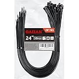 Long Zip Ties Heavy Duty 24 inch, Large Zip Ties with 200 lbs Tensile Strength, Big Cable Ties, Black, 50 Pack, by GAIIAN
