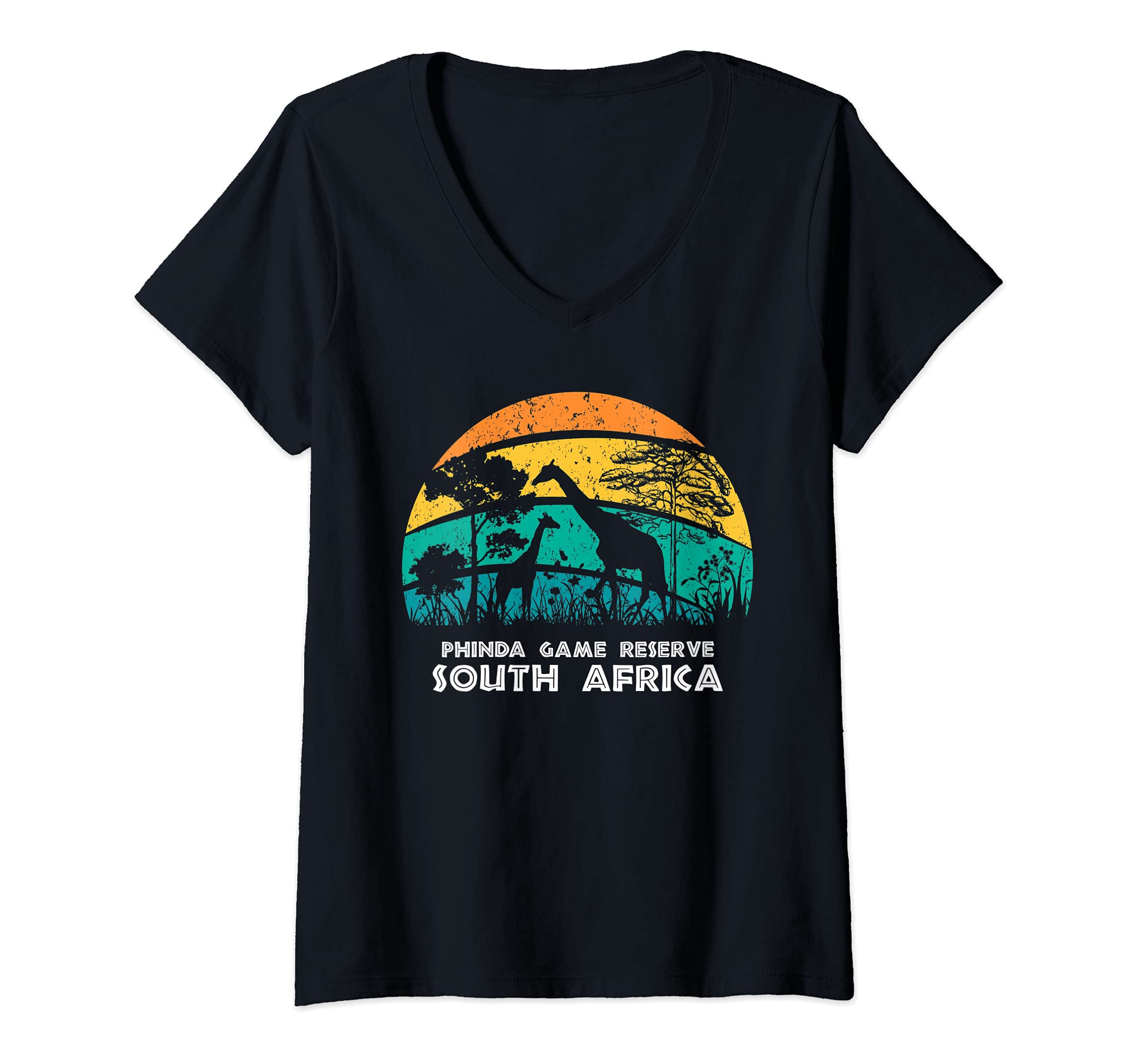 Womens Vintage Retro Phinda Game Reserve, South Africa Africa Safar V-Neck T-Shirt