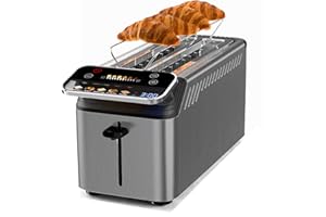 whall Toaster 4 Slice, Touch Screen Toasters with Projection Display, 1.5" Wide Slot, 5 Bread Types & 11 Shade Settings, Digi