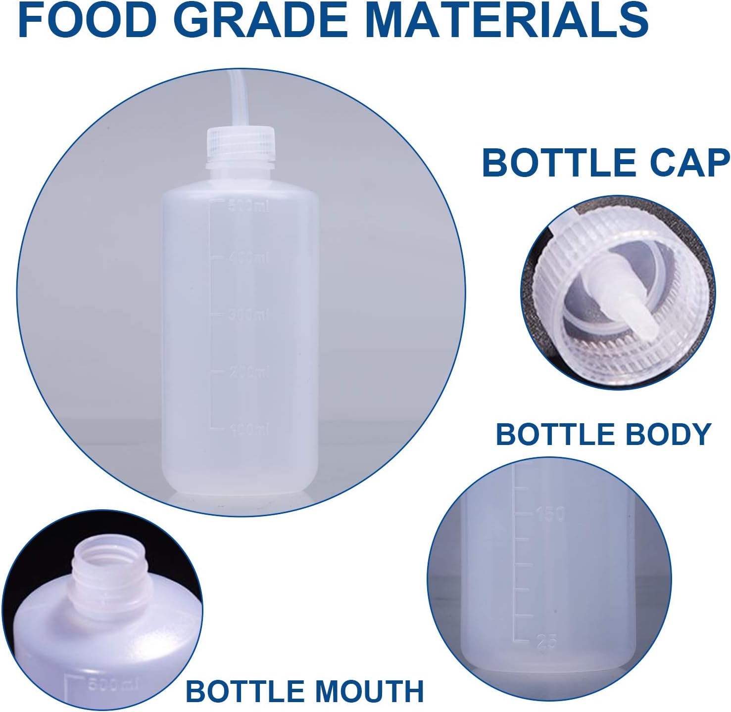 Wash bottle, 3 Pack LDPE Squeeze Bottles, Safe Plastic Low Density Polyethylene Watering Bottle with Narrow Mouth, for Chemistry, Industry, Lab & Gardening, 500ml / 17oz, 250ml / 8.5oz, 150ml / 5.1oz: Home Improvement