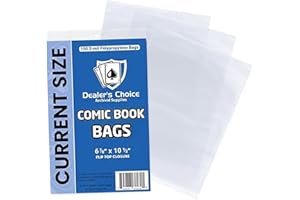 GEMINI COMIC SUPPLY Gemini Premium Comic Book Bags | 100ct Current Size Comic Book Sleeves (6 7/8" x 10 1/2") | 2-mil Polypropylene, Acid-Free, 1-1/2" Fold Over Flap, Enhanced Clarity and Protection
