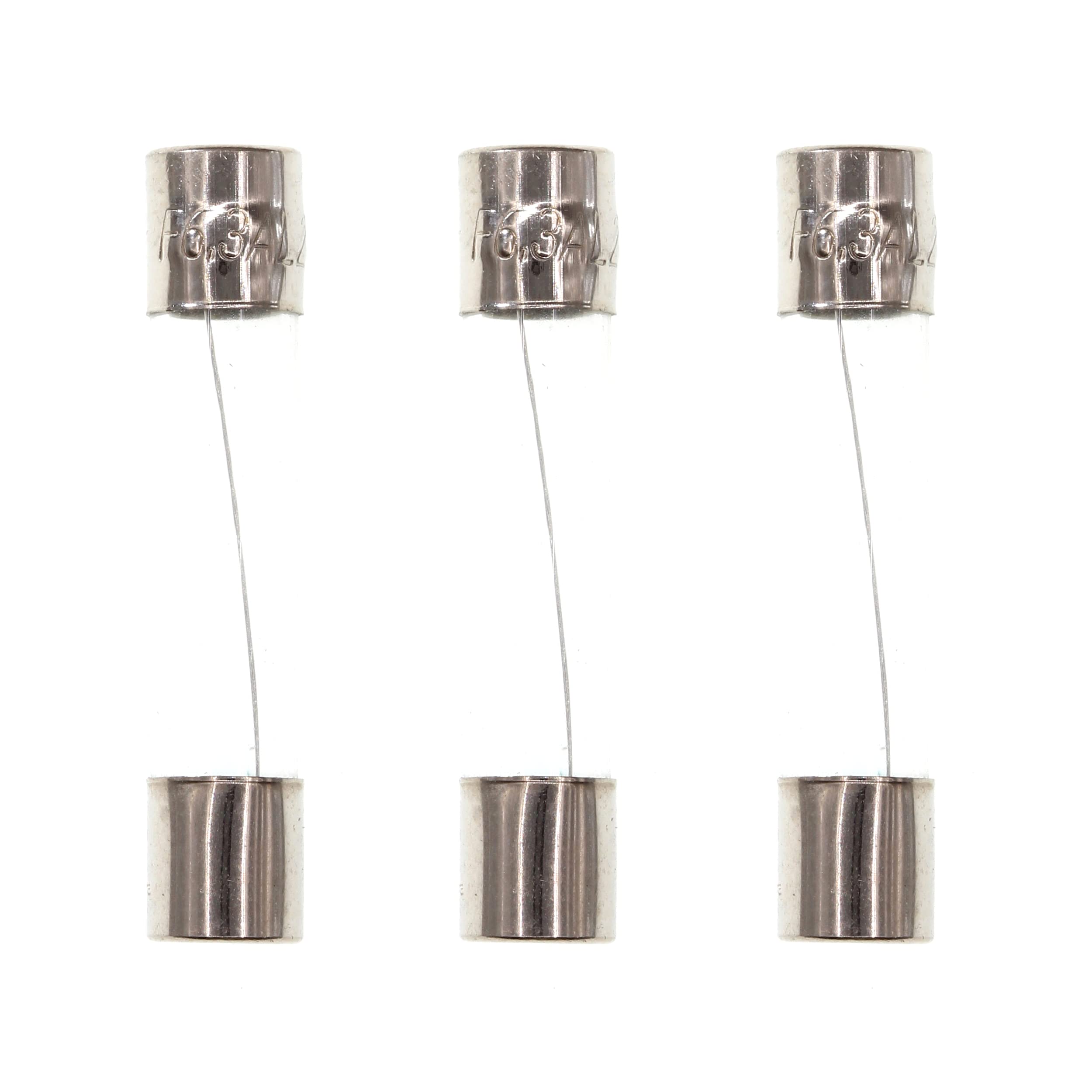 HUABAN 25 Pieces F6.3AL250V 6.3A 6.3 Amp 250V 6 * 30mm Fast-Blow Glass Fuse