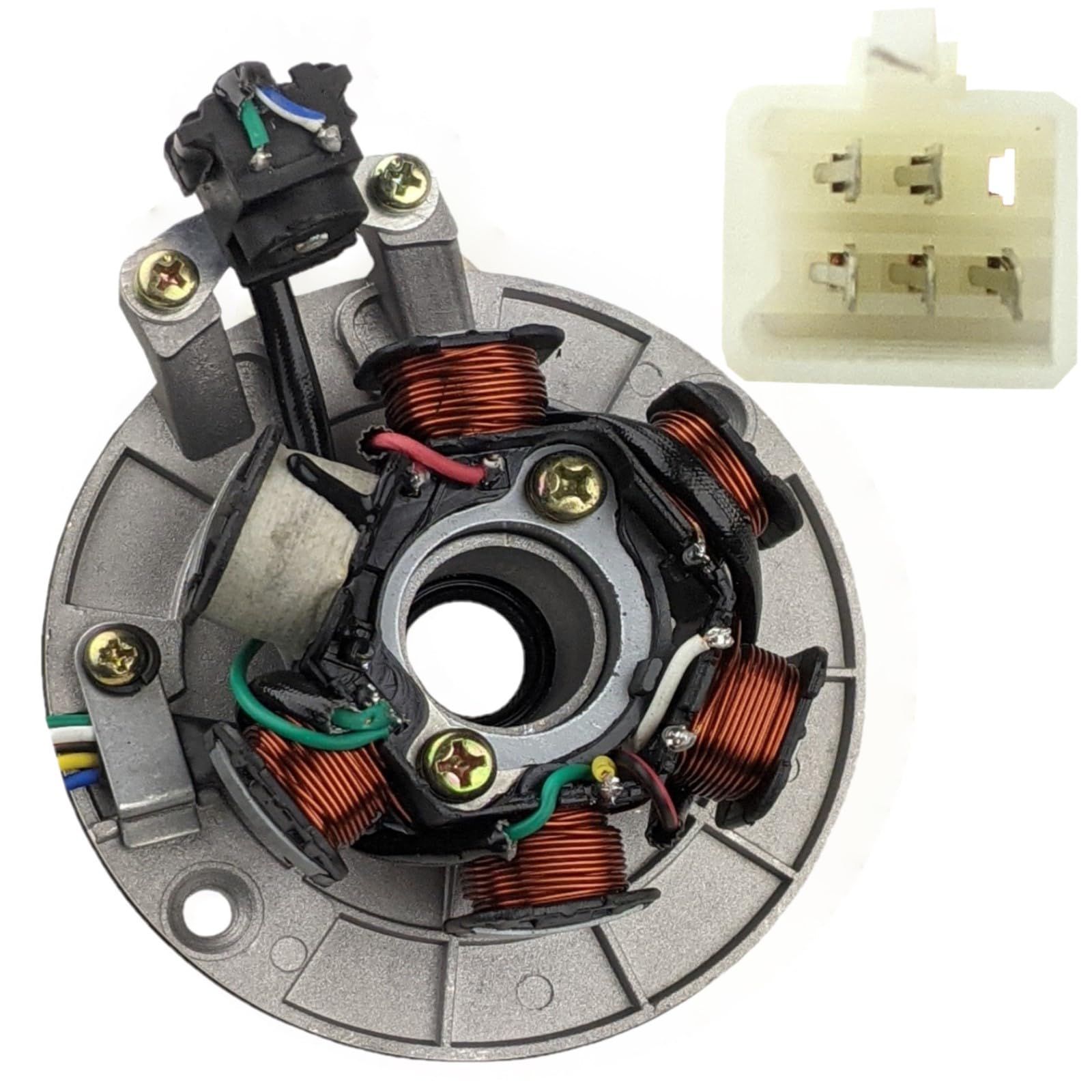 Photo 1 of RedCap 6-Coil 5-Wire Stator Magneto With Plate for 50cc 70cc 90cc 110cc 125cc GY6 ATV Dirt Bike Scooter Go-Kart Buggy Compatible with Taotao Coolster Roketa Sunl Tank JCL Lance Jonway