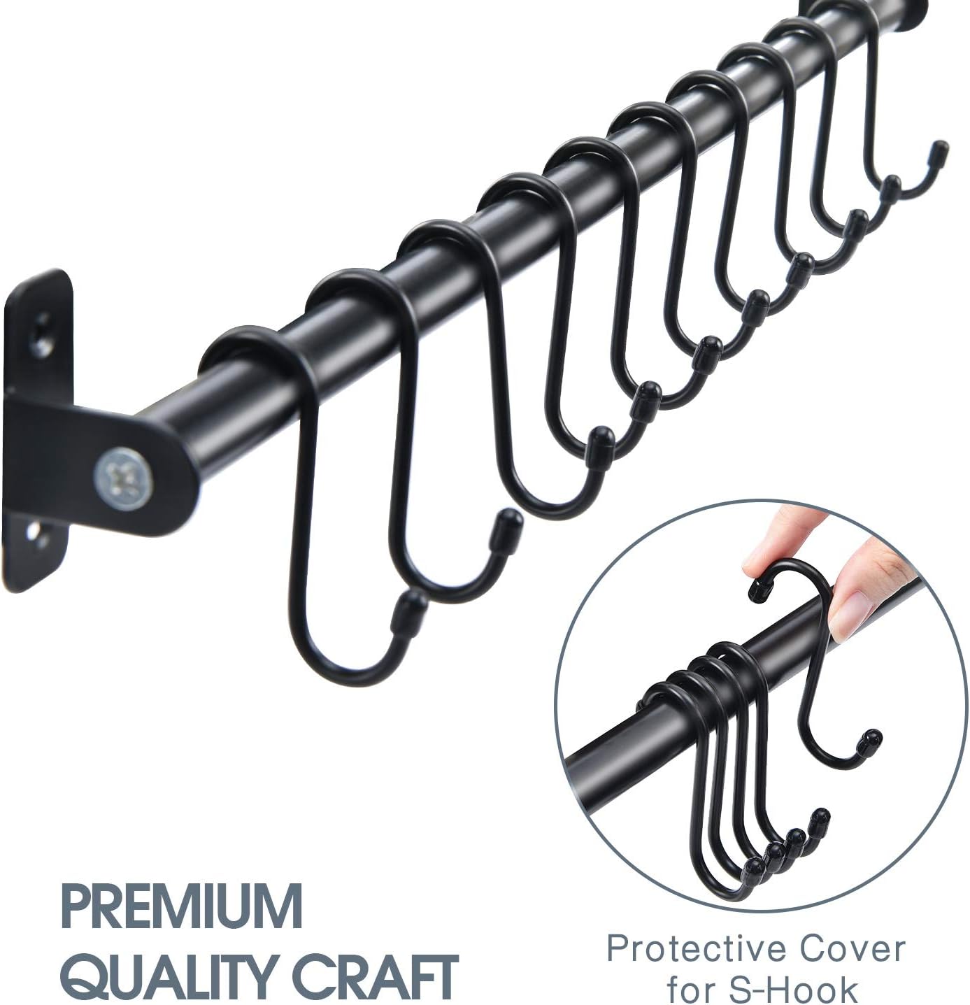 KINGRACK Kitchen Rail Pan Hanger, Utensil Hanging Bar Rack, Bathroom Towel Bar, Wall Mounted Hanger - Image 5