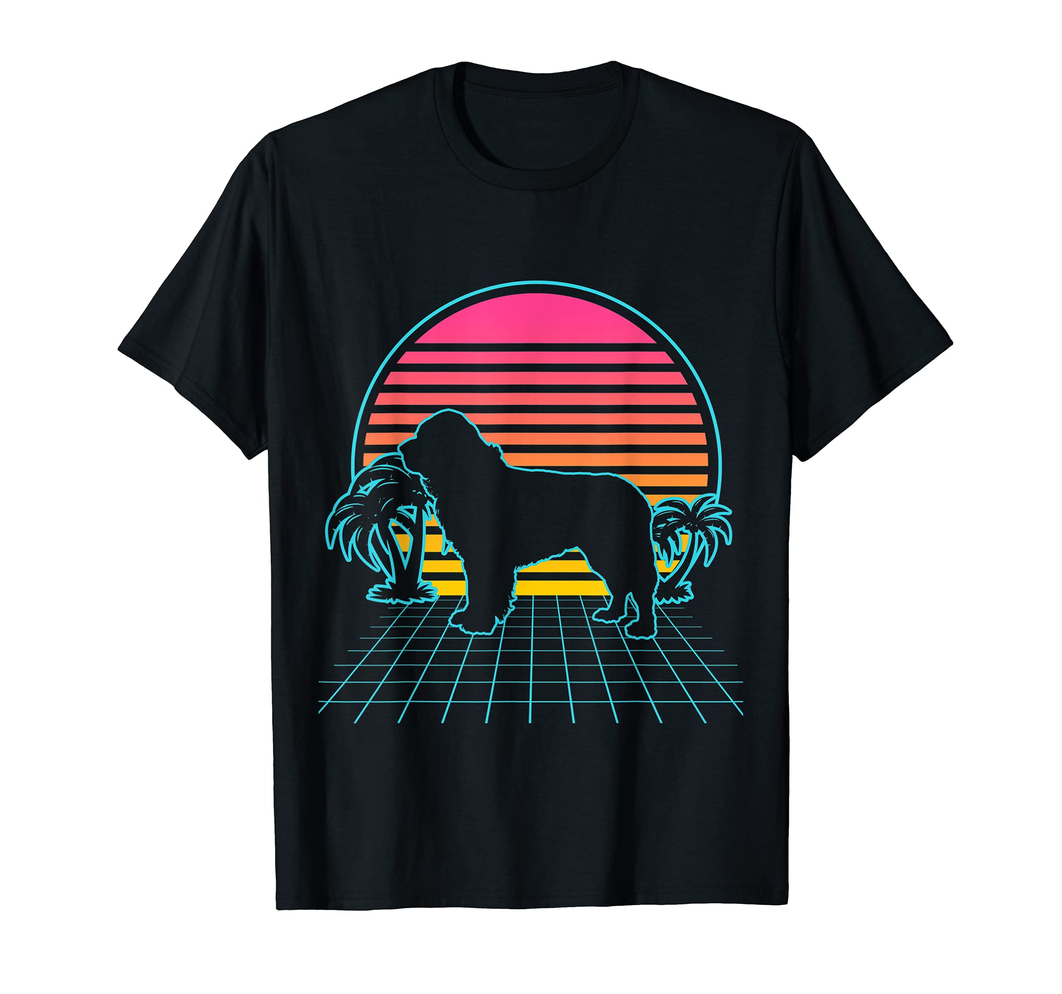 Newfoundland Dog Vintage 80s Vaporwave Aesthetic Puppy T-Shirt