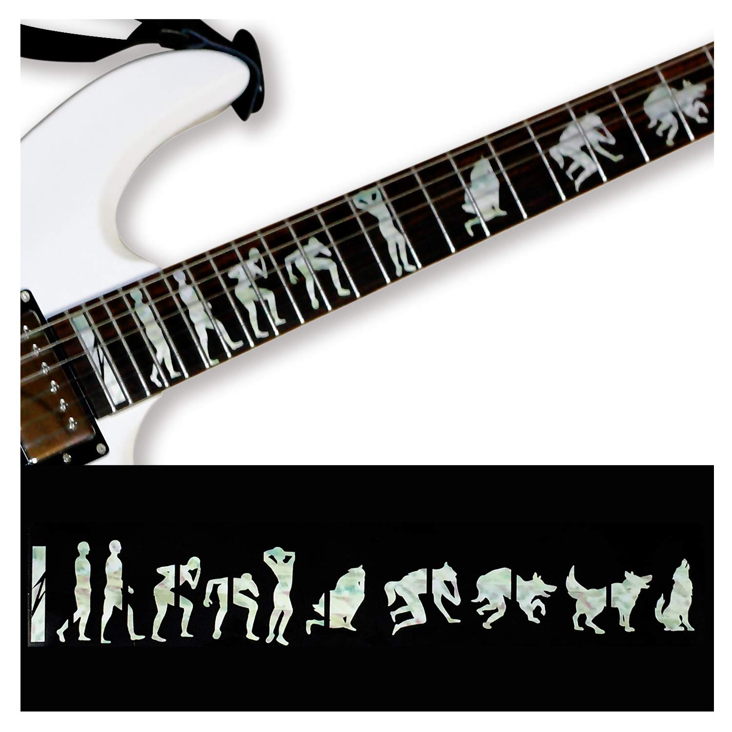 Inlaystickers Inlay Sticker Fret Markers for Guitars - Man To Wolf/Werewolf James Hetfield FT-077WO-WT