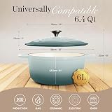 Nuovva Enamelled Cast Iron Dutch Oven 6.4 Qt with Lid Sea Salt 28cm view 2