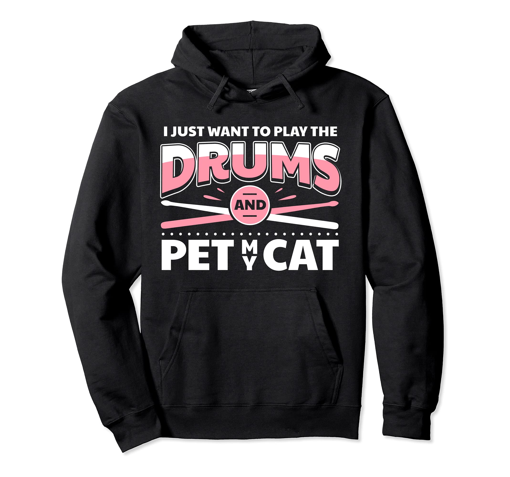 Cute Cat Drummer Kitten Drumming Drums Percussion Cat Owner Pullover Hoodie