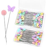 FTEVEN 200PCS Sewing Pins for Fabric, Sewing Pins Flat Head Straight Pins | Head Sewing Supplies Quilting Pins, Flower Head with Storage Boxes for Sewing DIY Projects Dressmaker Decoration