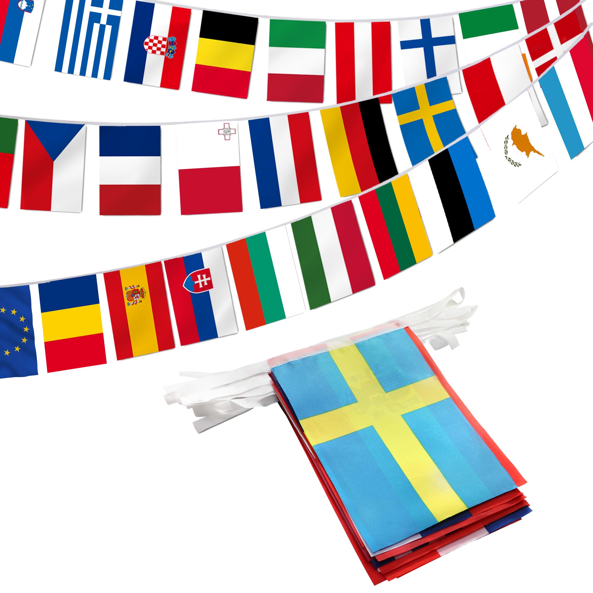 Anley European Union String Flag, 27 European Union Countries String Pennant Banner, Decoration for Grand Opening, Sports Bar, Party Events - 27 Feet 27 Flags