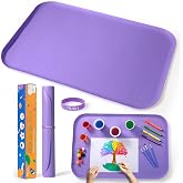 AtMini Silicone Art Mats for Kids, 24"x16" Silicone Craft Mat with Lip to Keep Clean, Play Sand, Painting, DIY Crafts Mat for Kids (Purple)