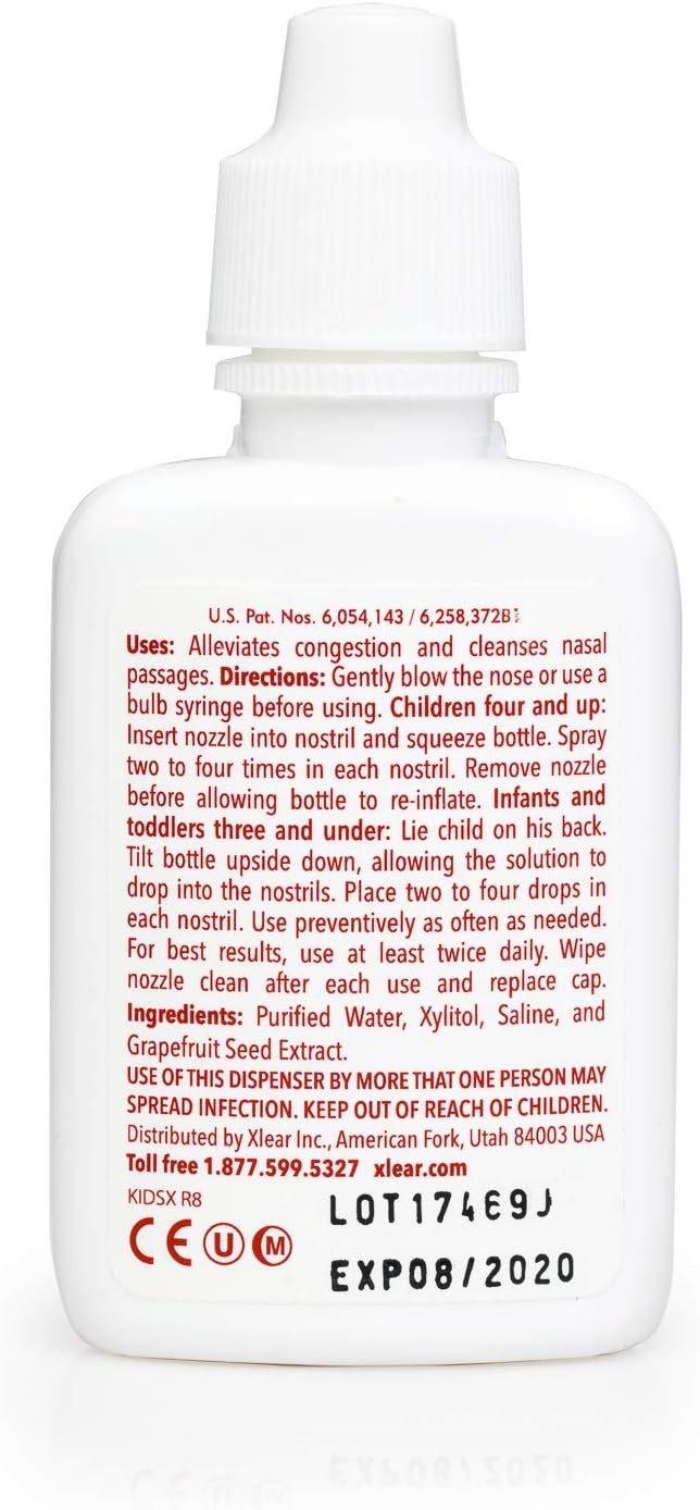 XLEAR Kid's Natural Saline Nasal Spray with Xylitol, 0.75 fl oz (2 Pack): Health & Personal Care