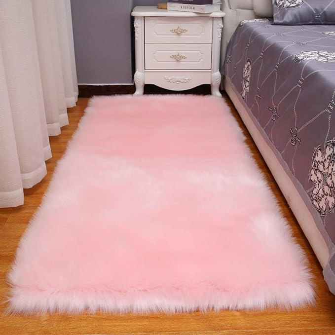 GJBHD Faux Fur Rabbit Area Rug,Soft Modern Furry Carpet,Anti Slip