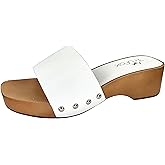 TruFox Classic Slide Sandals Low Heel Lightweight Faux Wood