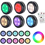Puck lights battery operated under cabinet lighting, Gana 6 pack color changing puck lights under cabinet lighting battery po