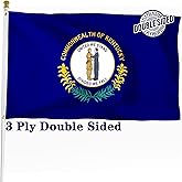 XIFAN Double Sided Kentucky State Flag 3x5 ft, Heavy Duty 3 Ply Durable Polyester, KY Flag with Vibrant Print/4 Rows Hemming/Brass Grommets for Indoor Outdoor Decor
