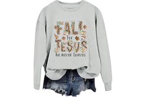 womola Fall for Jesus Sweatshirt for Women 2024 Fashion Funny Tops Novelty Graphic Pullover Shirt Pullover Sweatshirts