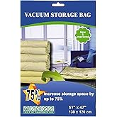 5 Pack Extra Jumbo Vacuum Storage Bags (51"x47"in Our Largest Size) Airtight Seal, Waterproof, Dustproof, for Clothes, Blankets, Comforters, Pillows, Bedding, Closet Organizing, Winter Storage.