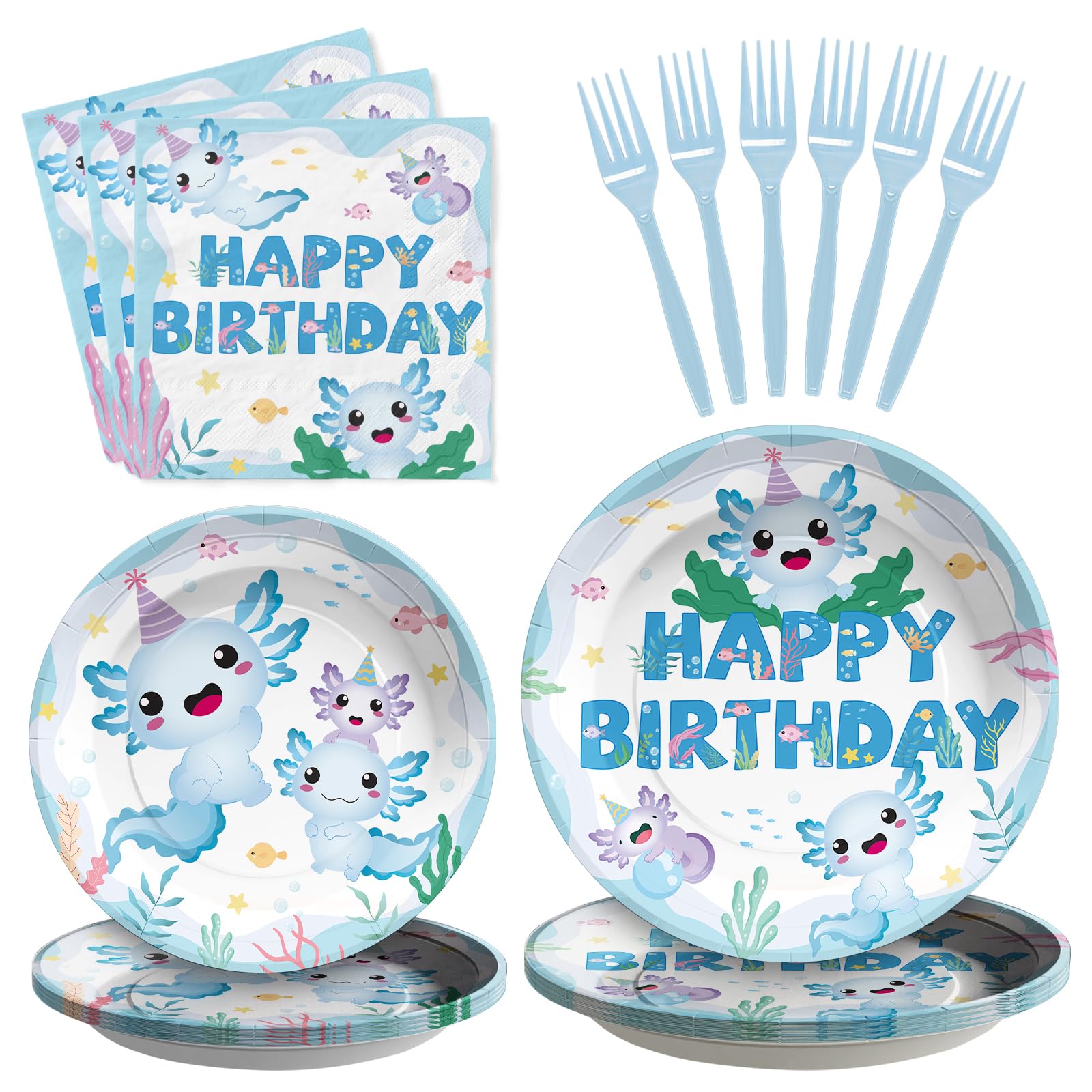 Grencian 96 Pcs Axolotl Birthday Party Supplies