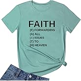 BLACKOO Women Faith Round Neck Graphic T Shirts Cute Funny Tops