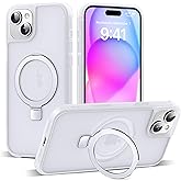 SKYLMW Compatible with iPhone 15 Case with Invisible Magnetic O-Ring Stand Military-Grade Phone Case for iPhone 15 6.1" [Compatible with Mag-Safe][Great Grip Feeling],Translucent
