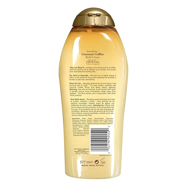 OGX SMOOTHING + COCONUT COFFEE BODY CREAM 19.5 OZ