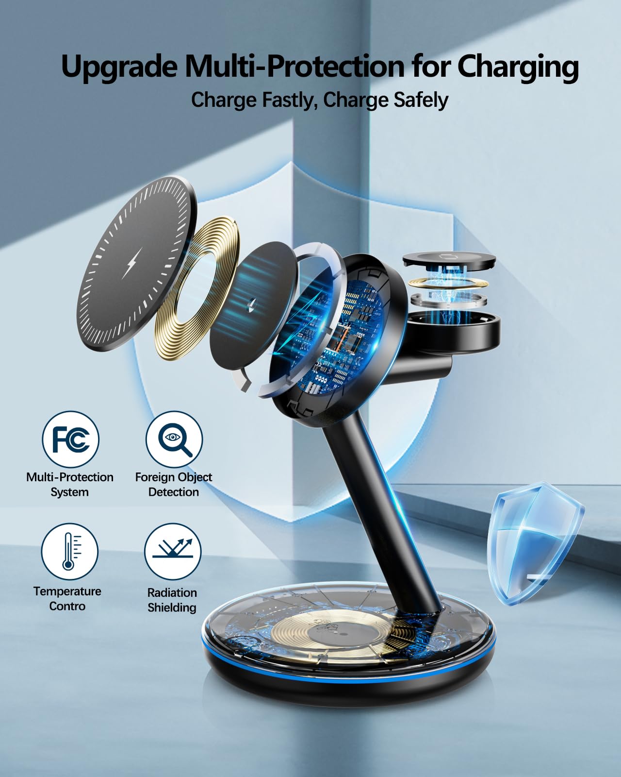 3 in 1 Charging Station for Apple Devices 18W Fast Mag-Safe Charger Stand Magnetic Wireless Charger Station for iPhone16 15 14 13 12 Pro/Pro Max/Plus/Mini AirPods 2/3/Pro iWatch Ultra/8/7/SE/6/5/4/3/2