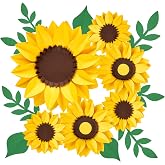 15pcs Sunflower Wall Decor, Paper Flower for Wall with 3D Artificial Flowers Yellow Bulletin Board Decoration Large Paper Flower for Background for Living Room Office Garden Wedding.