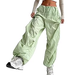 WOBONIU Women Low Waist Baggy Cargo Pants Indie