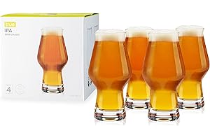 True IPA Glasses, Beer Pint Glasses, Craft Beer Glassware, IPA Glass Set, Set of 4, 16 Ounce Capacity, for Stouts, Pilsners, 